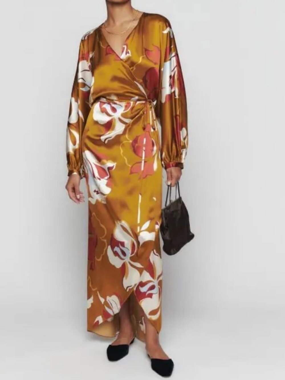 Reformation Gilbert Silk Midi/Maxi Wrap Dress